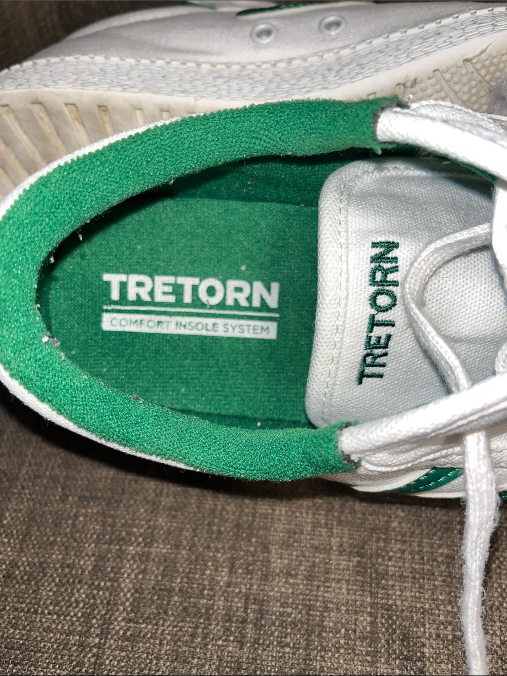 Tretorn Nylite Plus White Canvas Sneakers with Green Trim women's size 9 - Picture 9 of 10